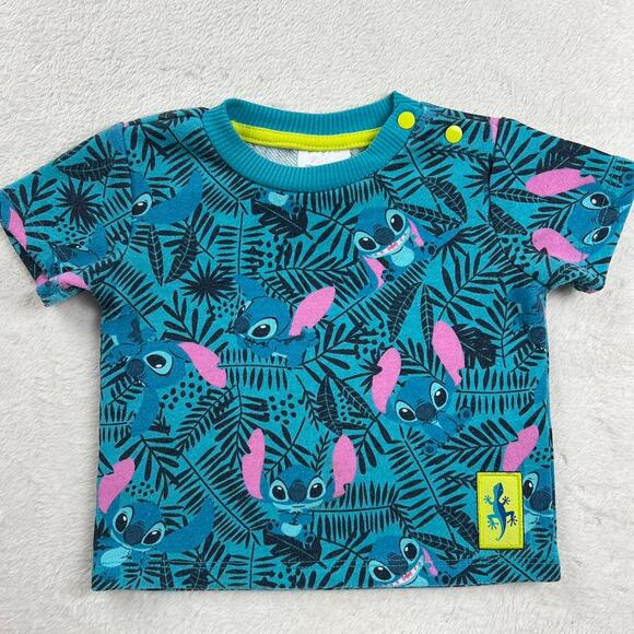 Disney Baby Stitch short sleeve sweatshirt size 9-12 Y2K blue - Picture 1 of 7